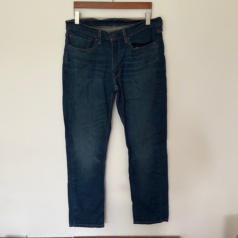Levis 514 Straight Fit Jeans Mens 34x32 Dark Wash Blue Denim Pants Classic
